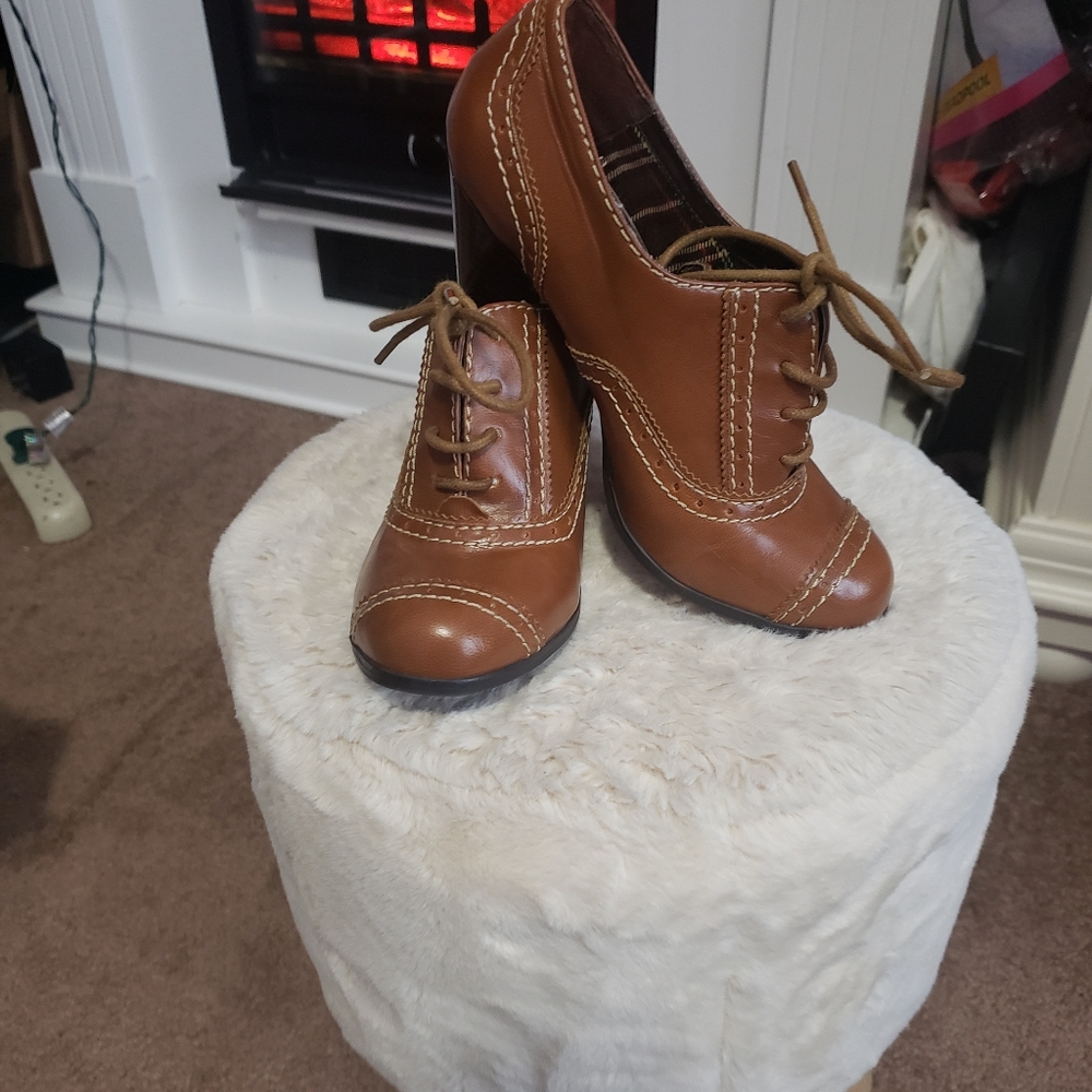 Brown lace up heels